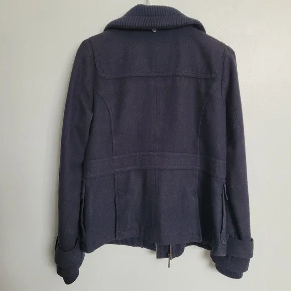 Vintage dELiA*s Women's Navy Blue Toggle Pea Coat M Wool Blend Jacket Y2K Preppy - Picture 2 of 13